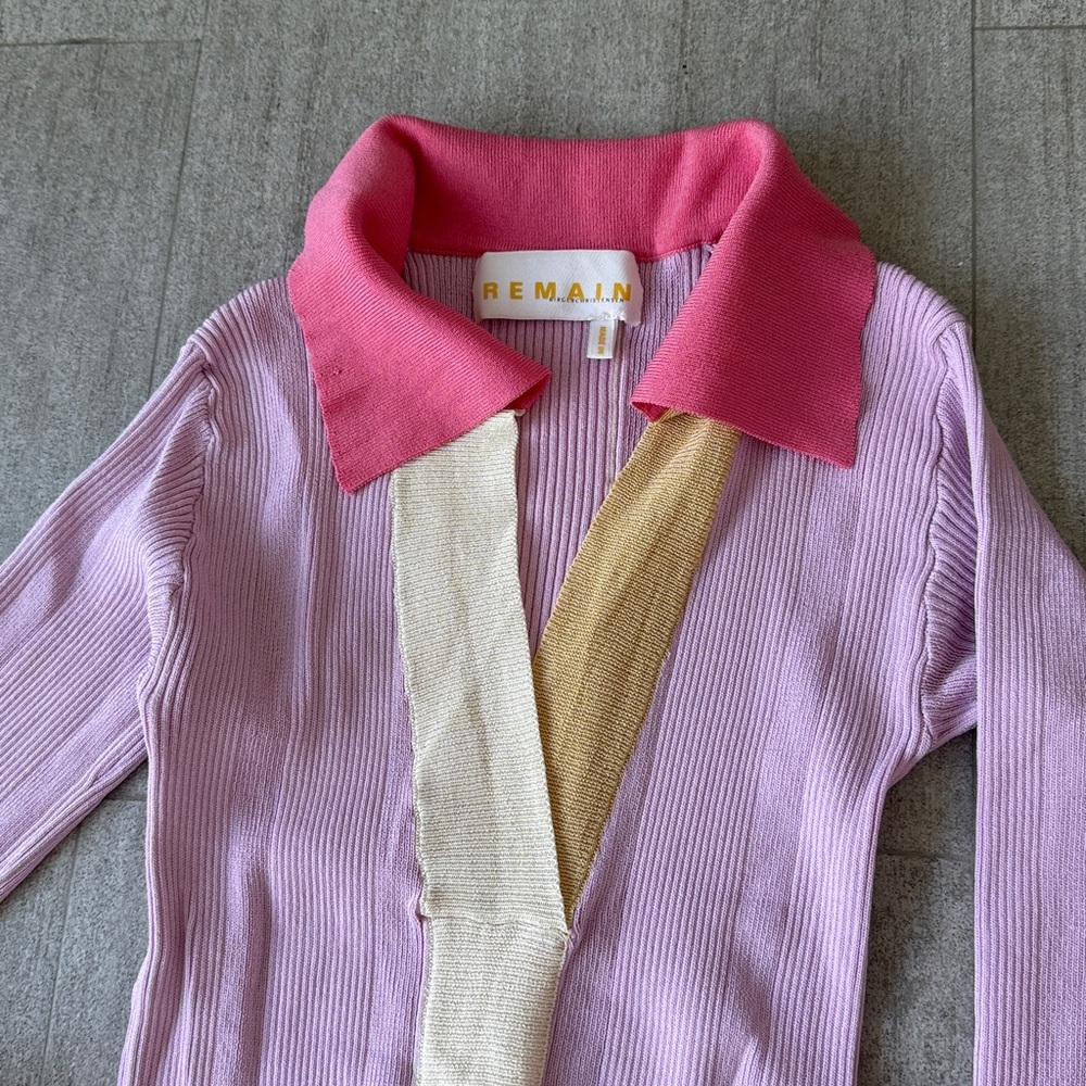 Remain by Birger Christen size 0 lavender and pink color block midi dress - Picture 3 of 8